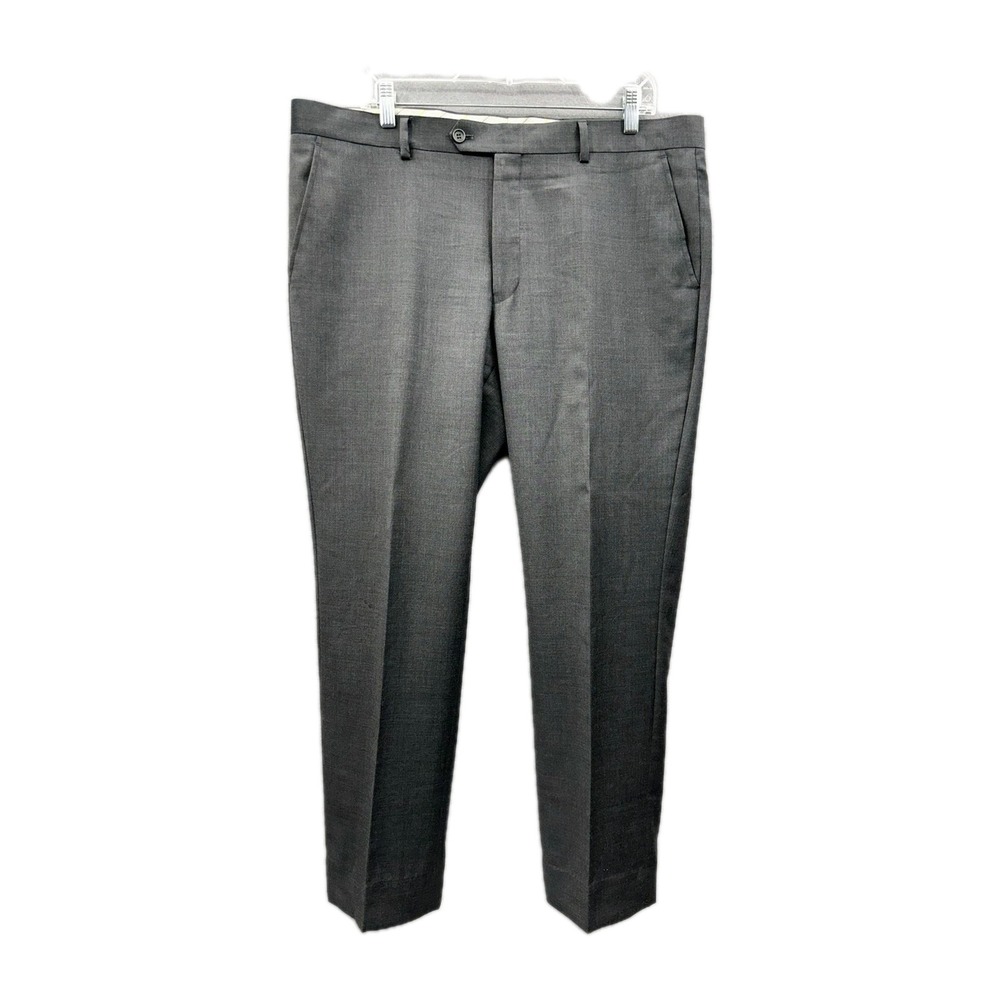 MANTONI Dress Pants Men's 36x30 100% Virgin Wool Classic Fit Grey No Pleat